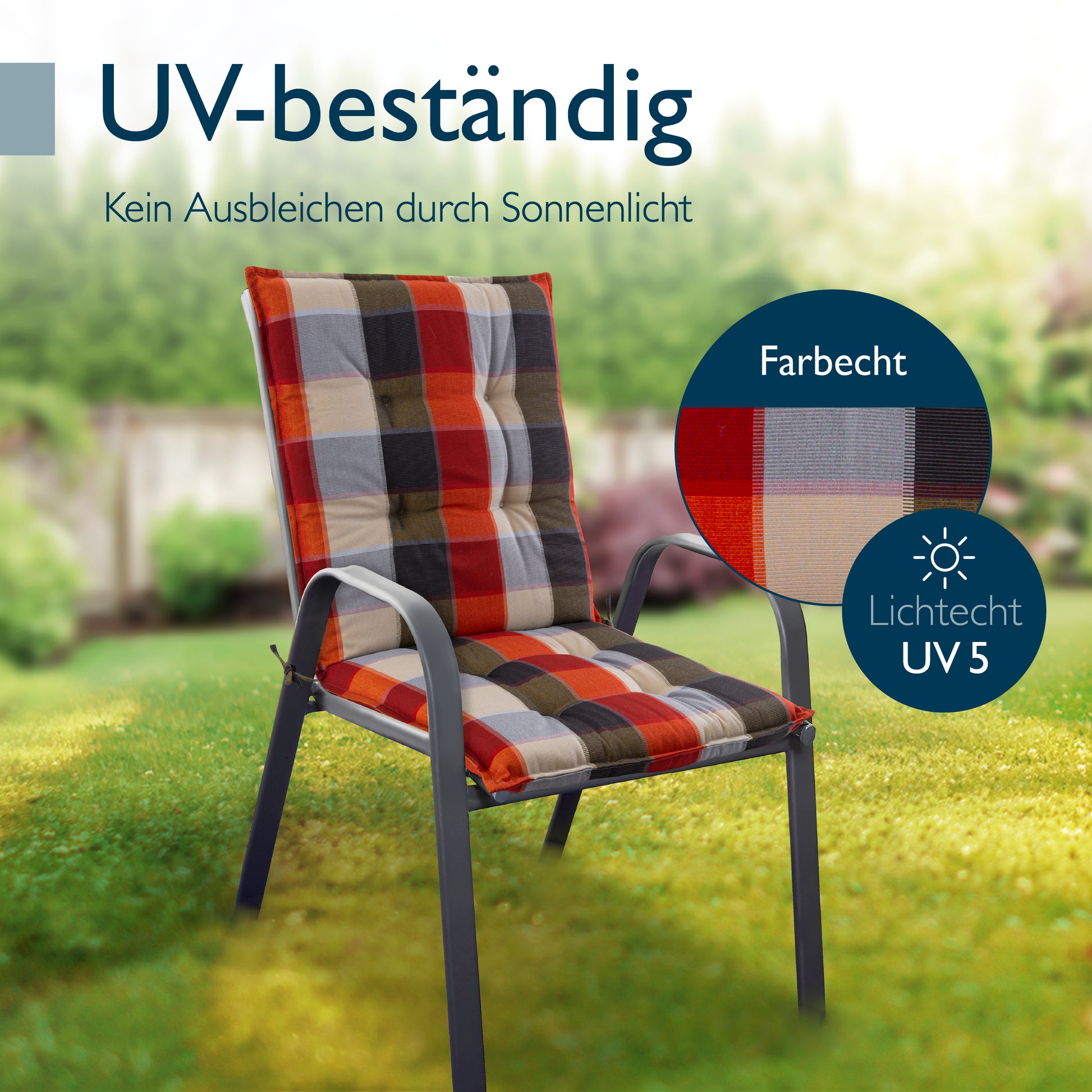 Beautissu Niederlehner Stuhlauflage 100x50x8 cm  – Gartenstuhl Sitzkis