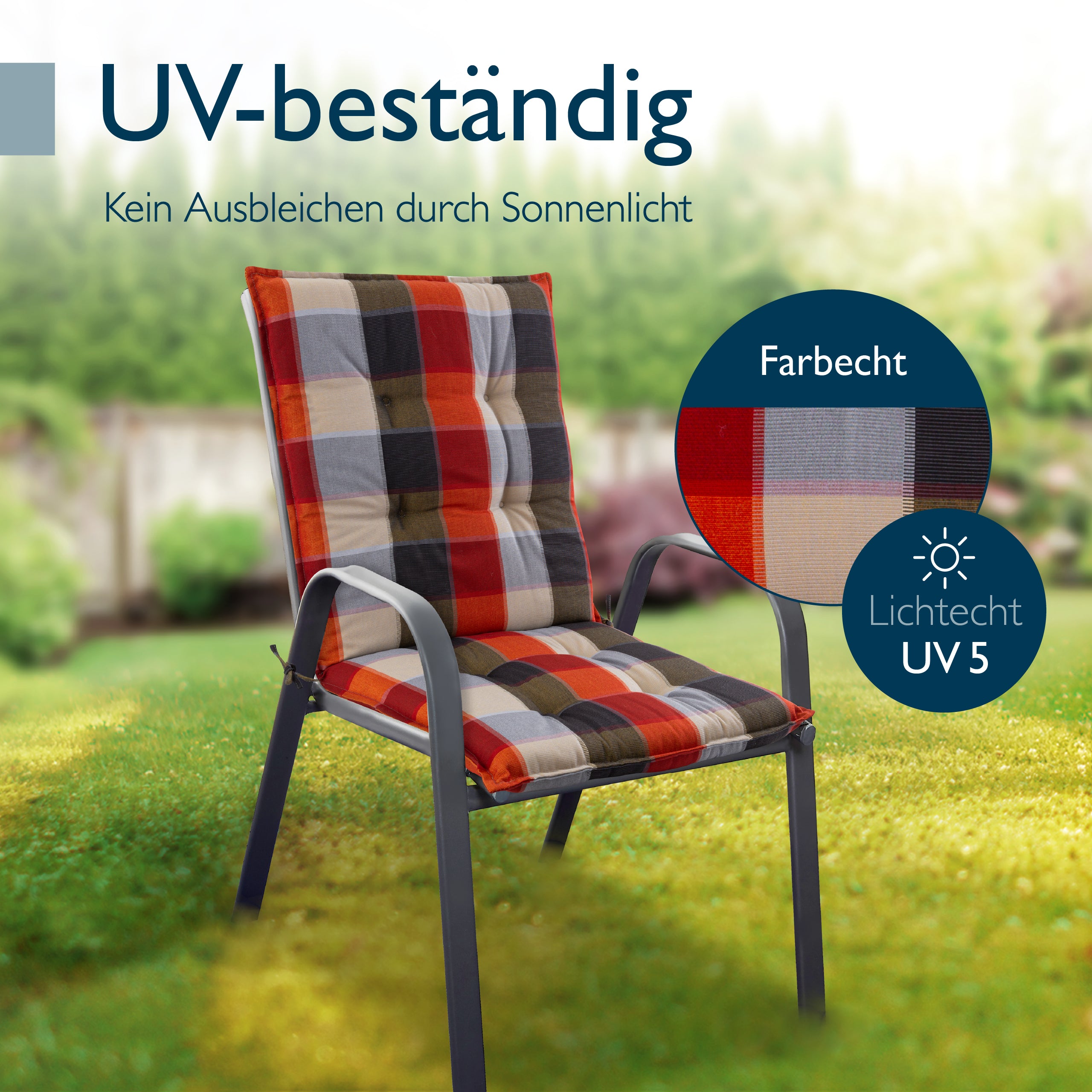 Beautissu Niederlehner Stuhlauflage 100x50x8 cm  – Gartenstuhl Sitzkis