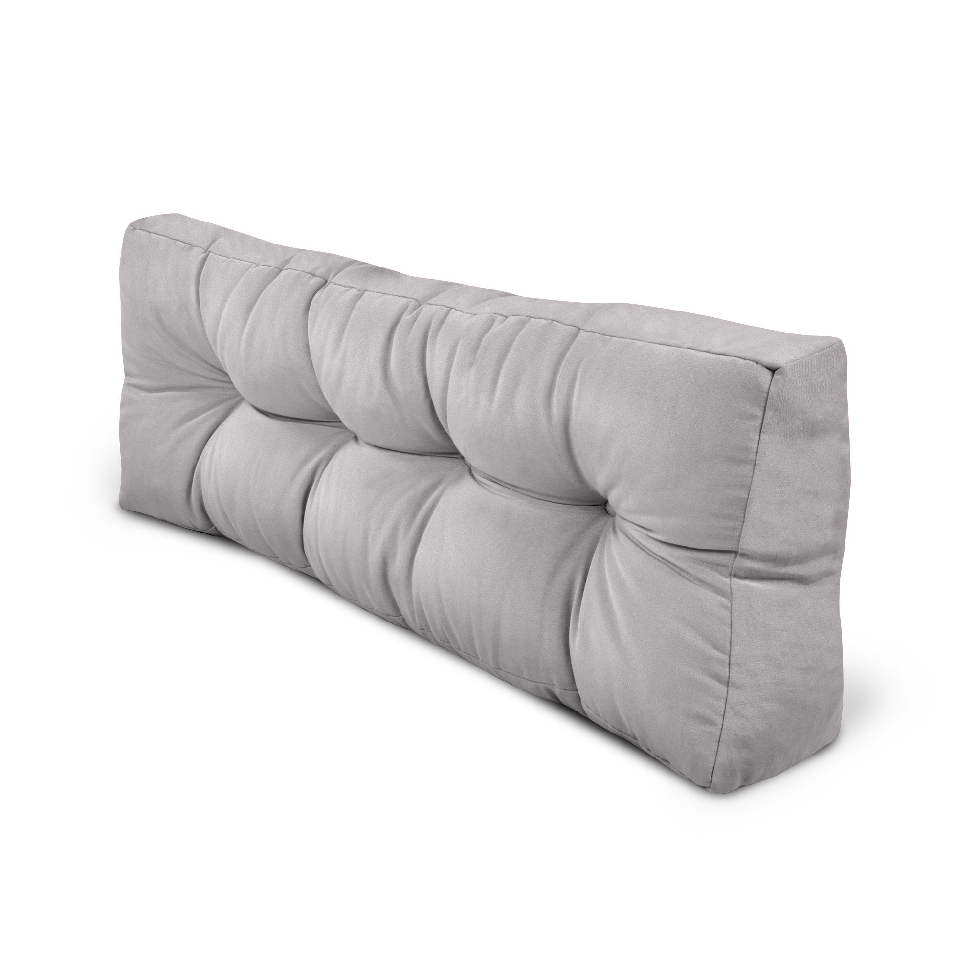 Hellgraue Outdoor Europaletten Kissen aus robustem Polyester mit dicker Schaumstofffüllung für Sitz- und Rückkomfort