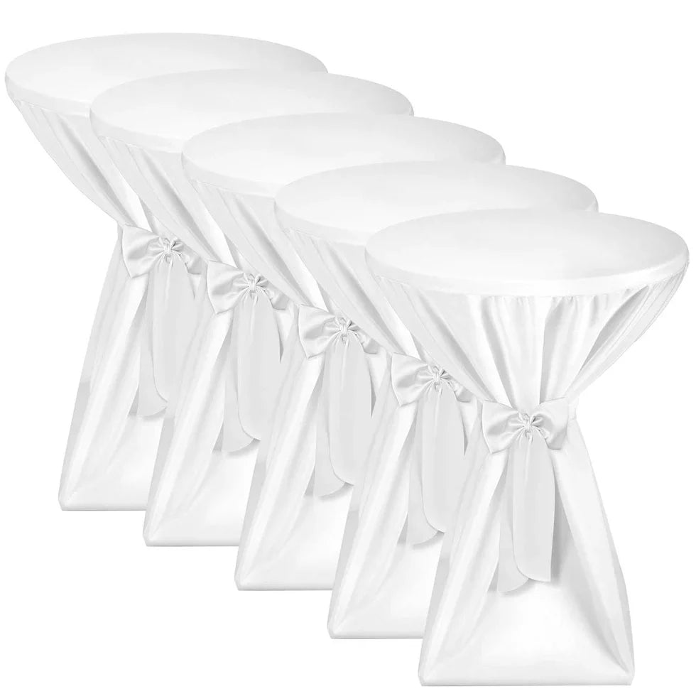 Beautissu Premium Stehtischhusse für Stehtische Ø 60-80 cm mit blickdichtem Stoff und dekorativem Schleifenband