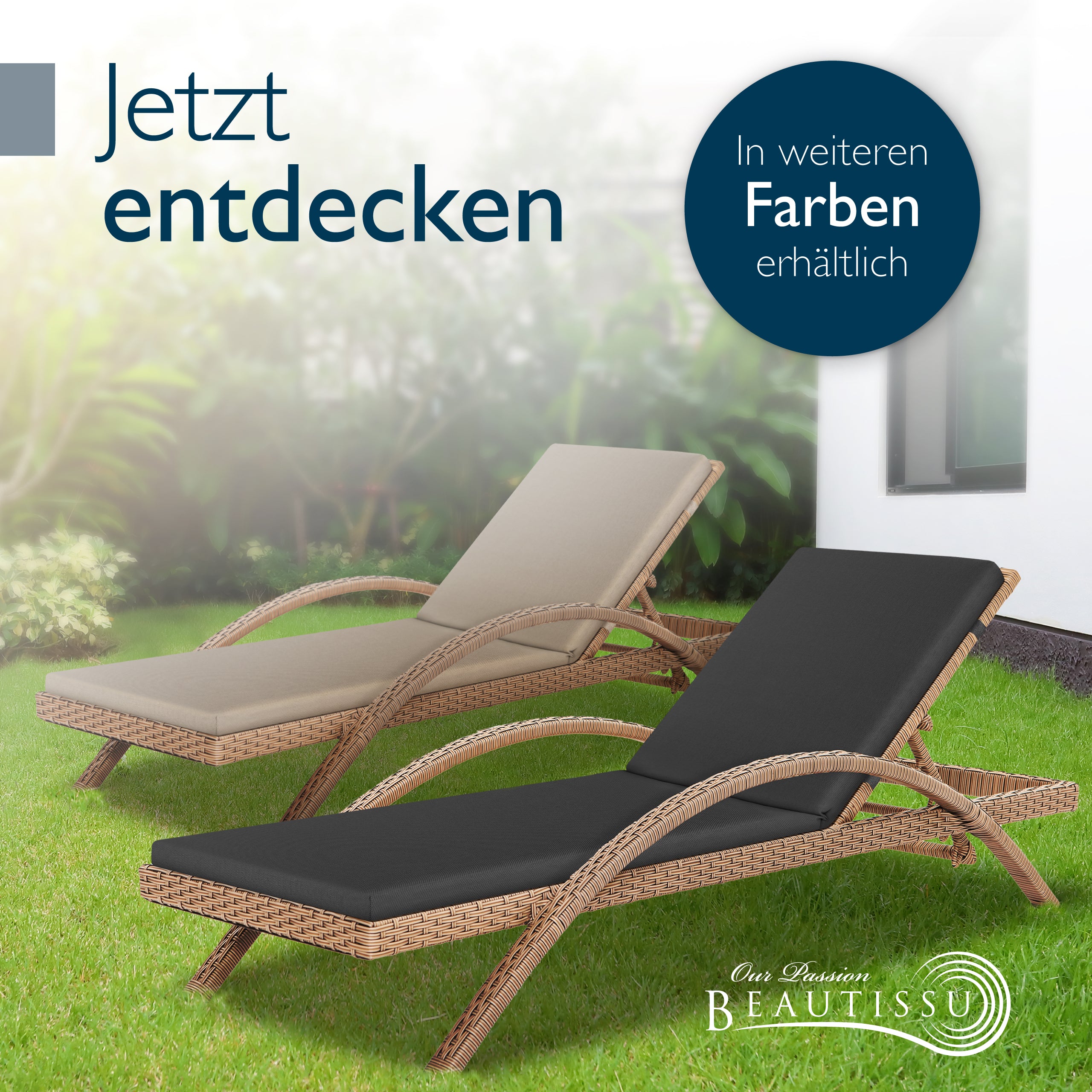 Beautissu 100% Wasserdicht Liegestuhl Polster Outdoor 190×60x5,5 cm – 