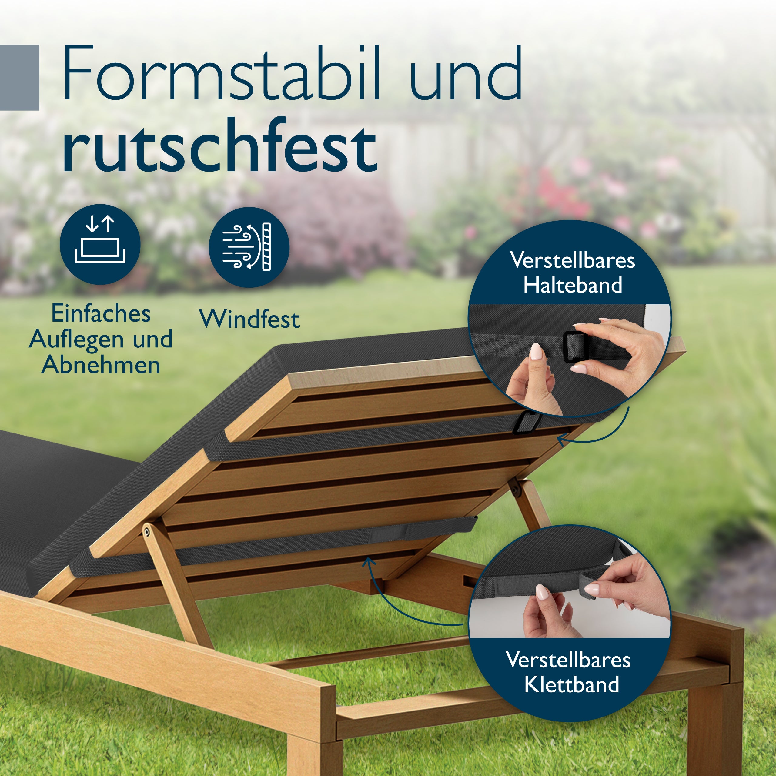 Beautissu 100% Wasserdicht Liegestuhl Polster Outdoor 190×60x5,5 cm – 