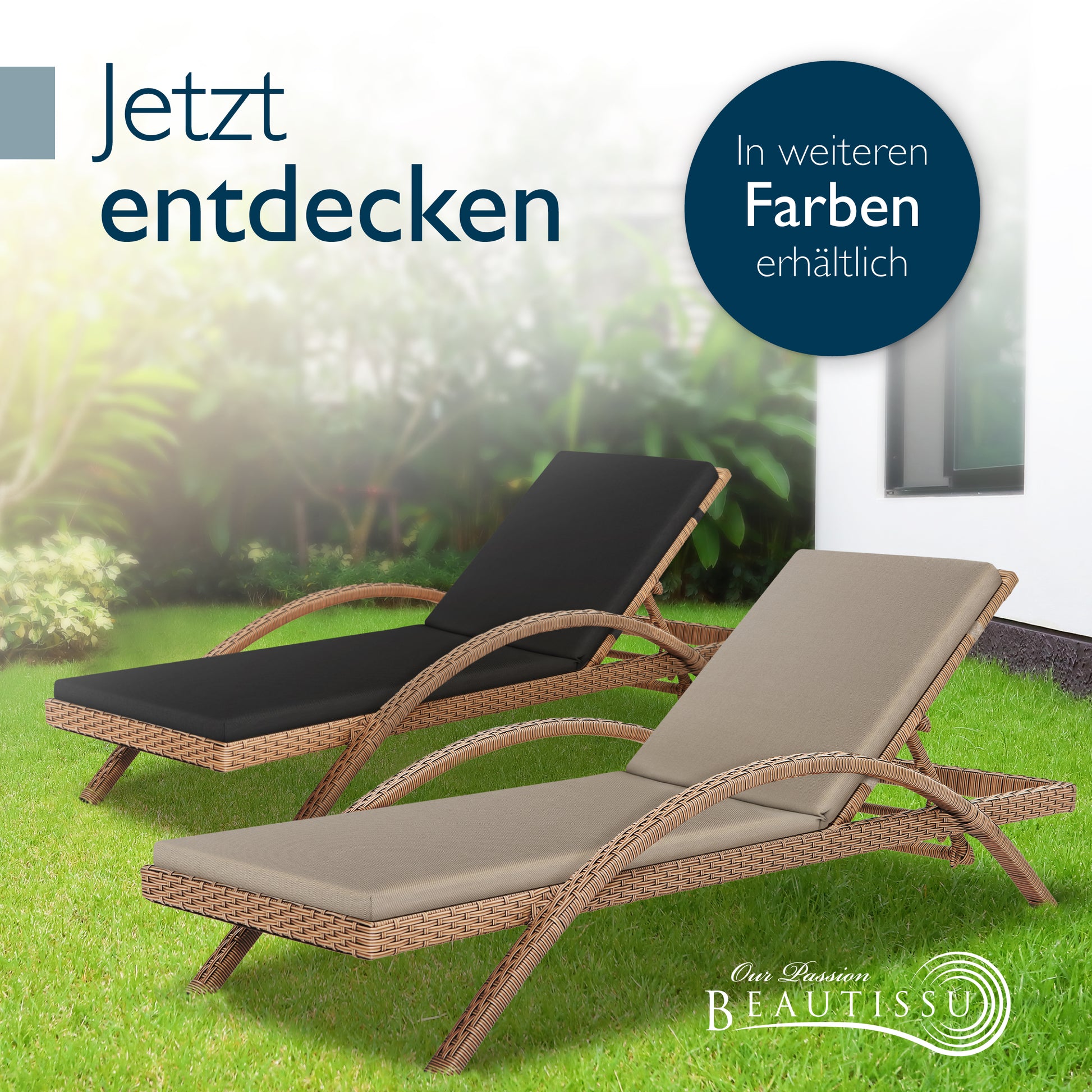 Beautissu 100% Wasserdicht Liegestuhl Polster Outdoor 190×60x5,5 cm – 