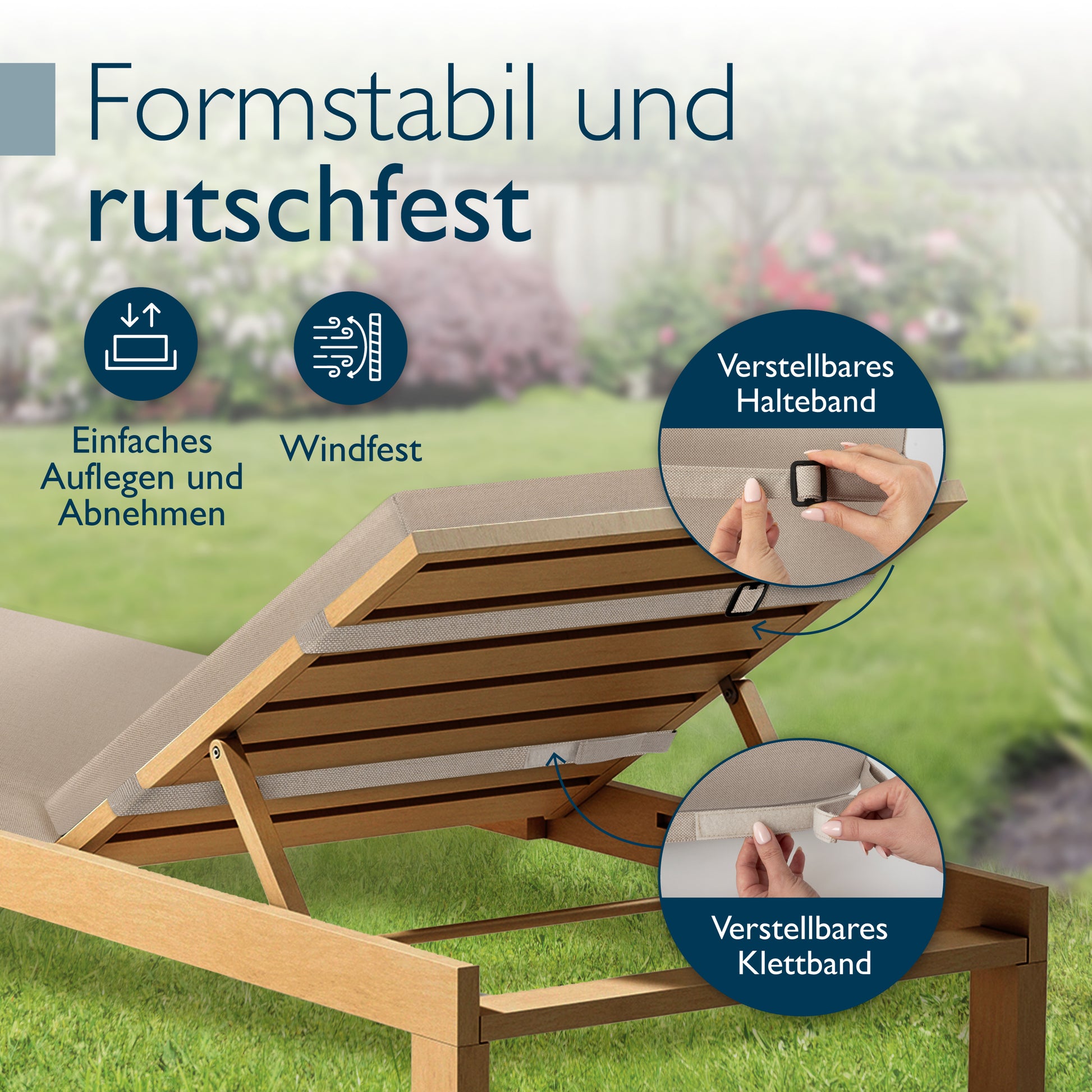 Beautissu 100% Wasserdicht Liegestuhl Polster Outdoor 190×60x5,5 cm – 