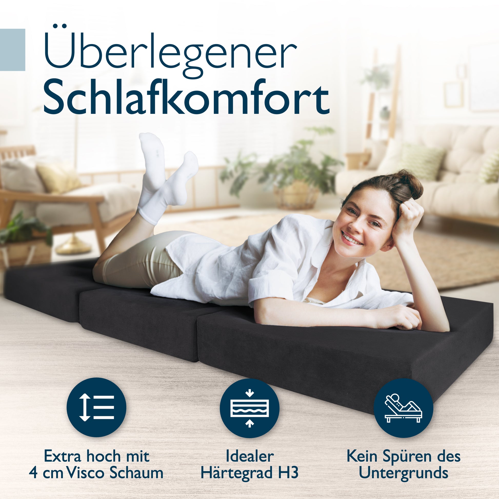 Beautissu Premium Klappmatratze inkl. Tragetasche & Husse div. Größen 