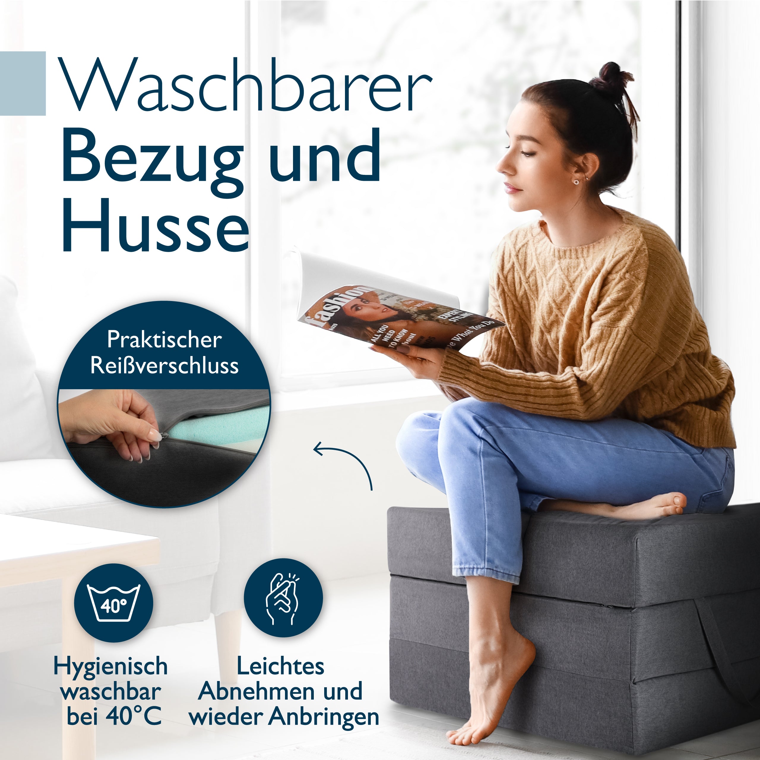 Beautissu Premium Klappmatratze inkl. Tragetasche & Husse div. Größen 