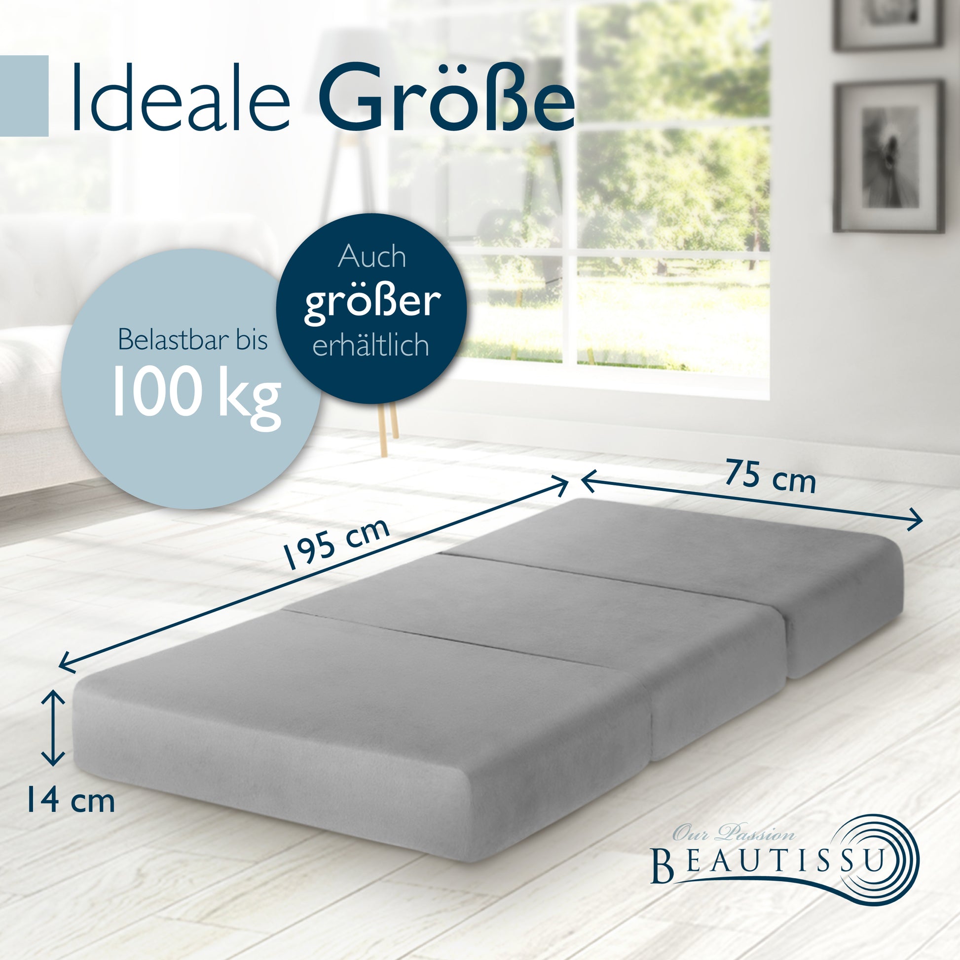 Beautissu Premium Klappmatratze inkl. Tragetasche & Husse div. Größen 