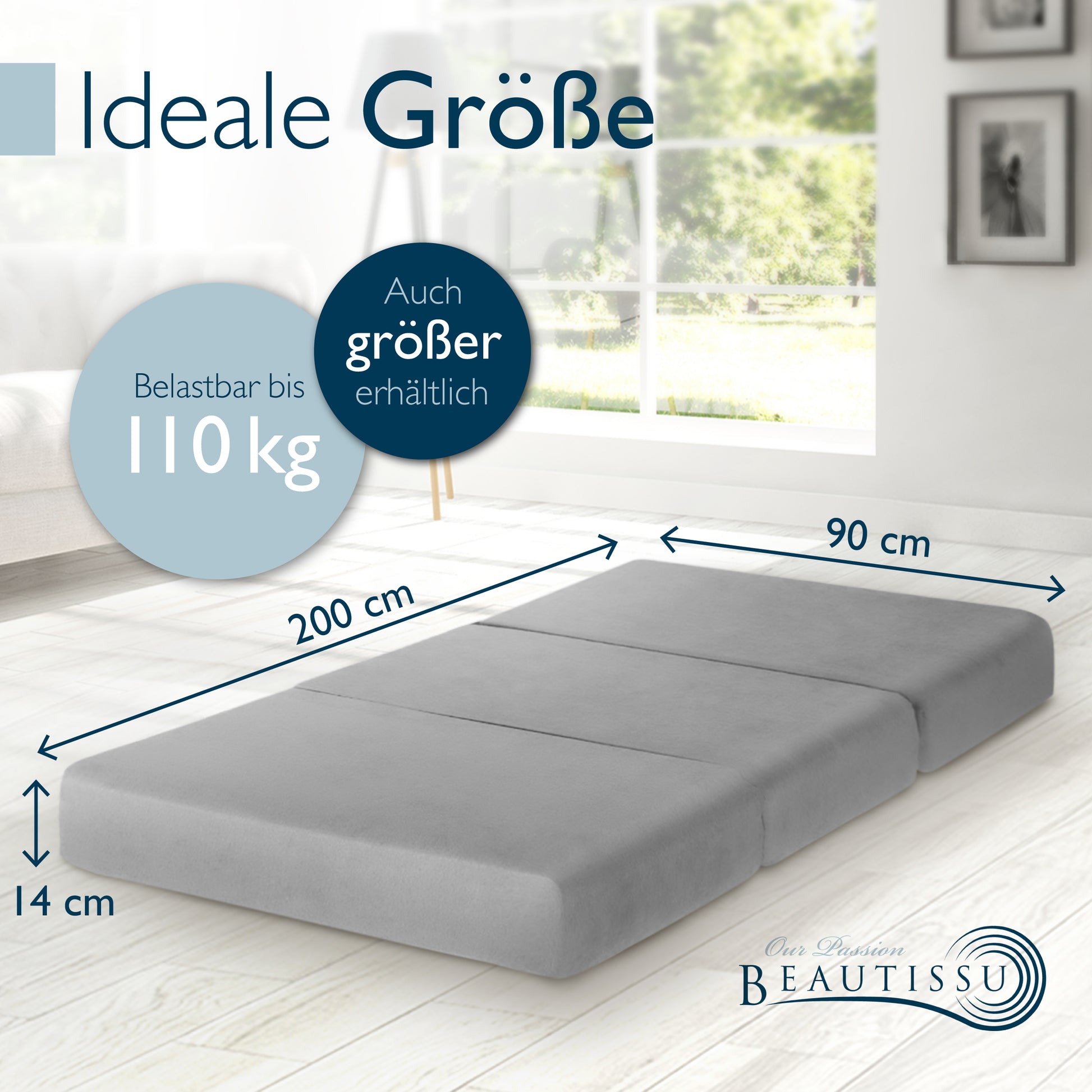 Beautissu Premium Klappmatratze inkl. Tragetasche & Husse div. Größen 
