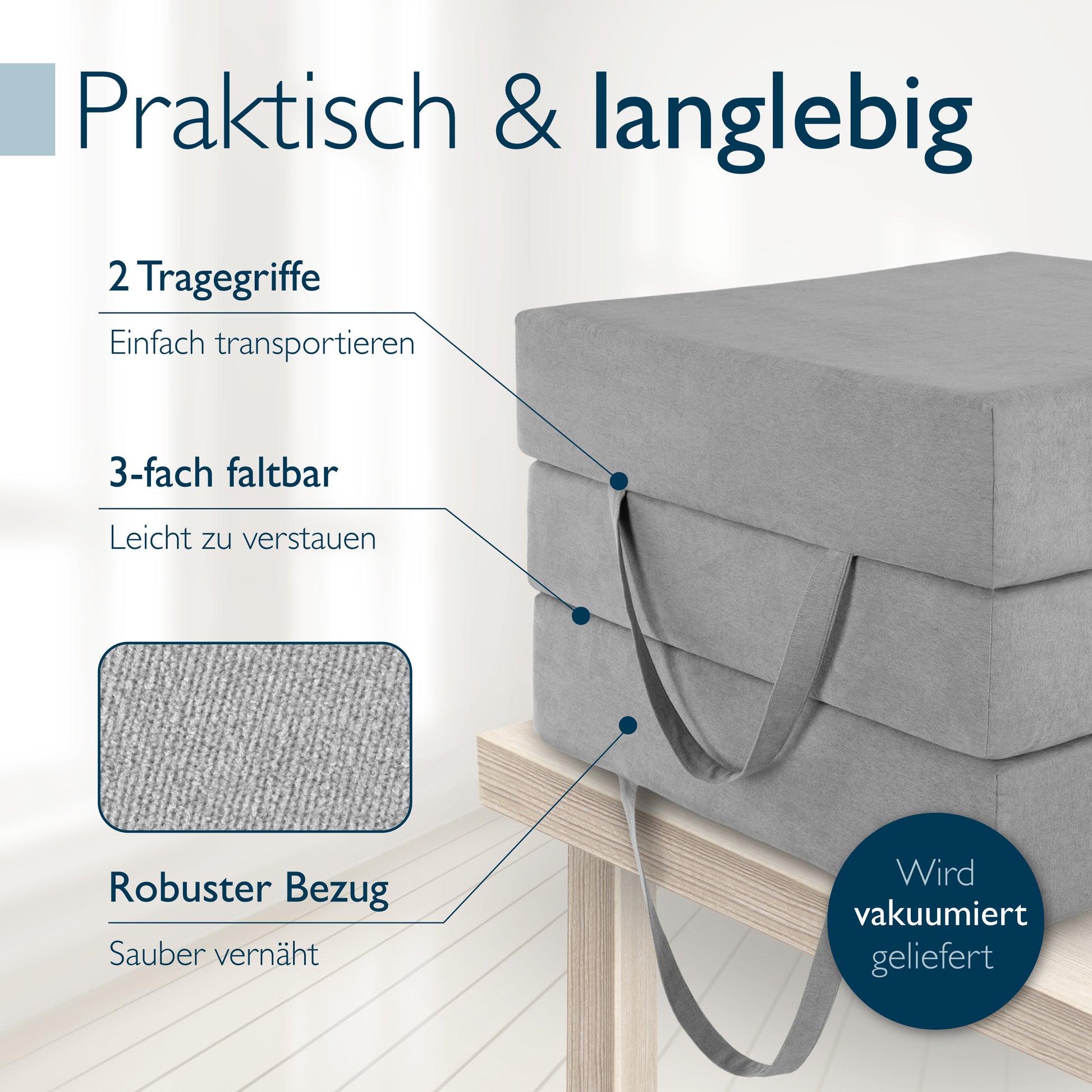 Beautissu Premium Klappmatratze inkl. Tragetasche & Husse div. Größen 