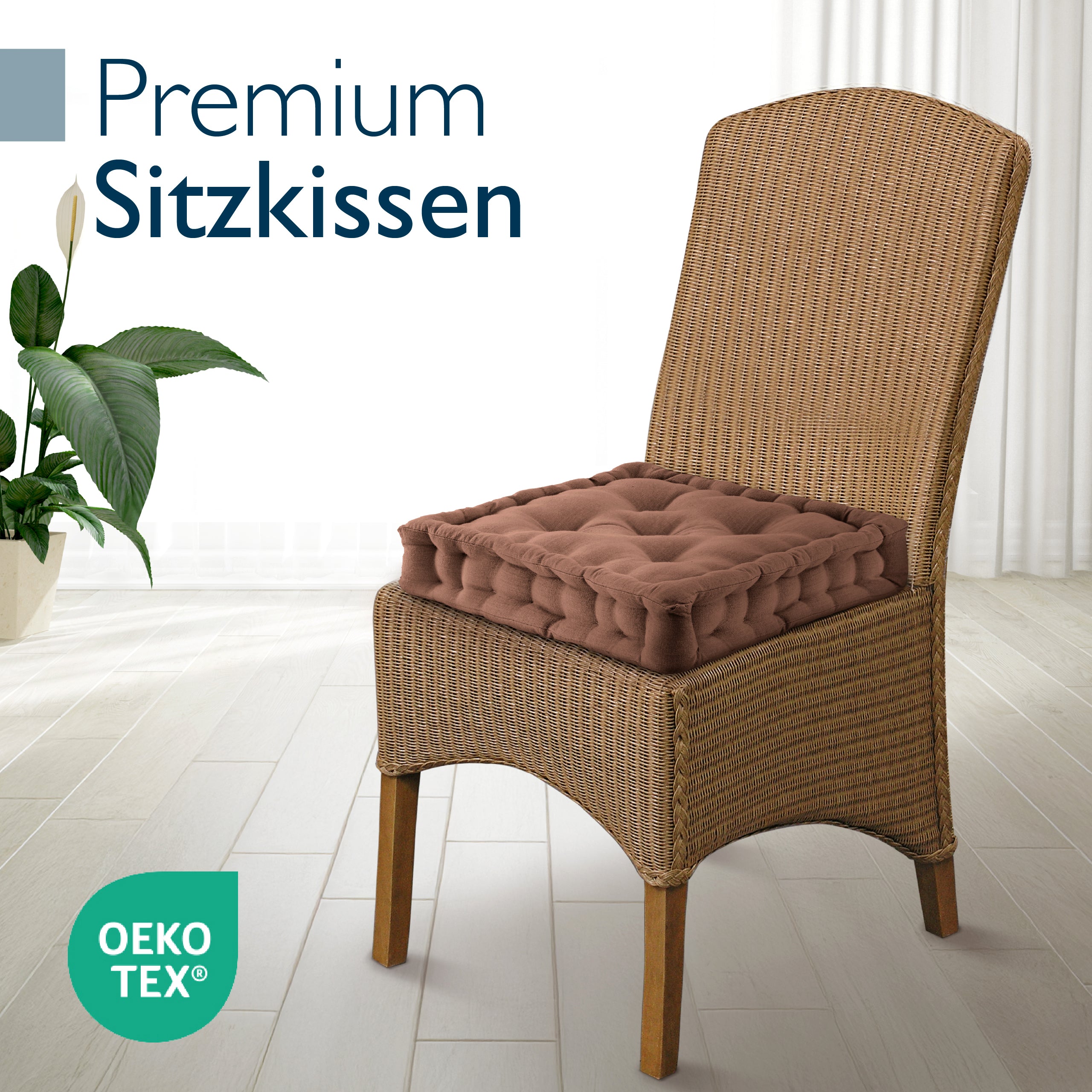 Beautissu Indoor & Outdoor Bodenkissen 50x50x8 cm mit Tragegriff – Sit