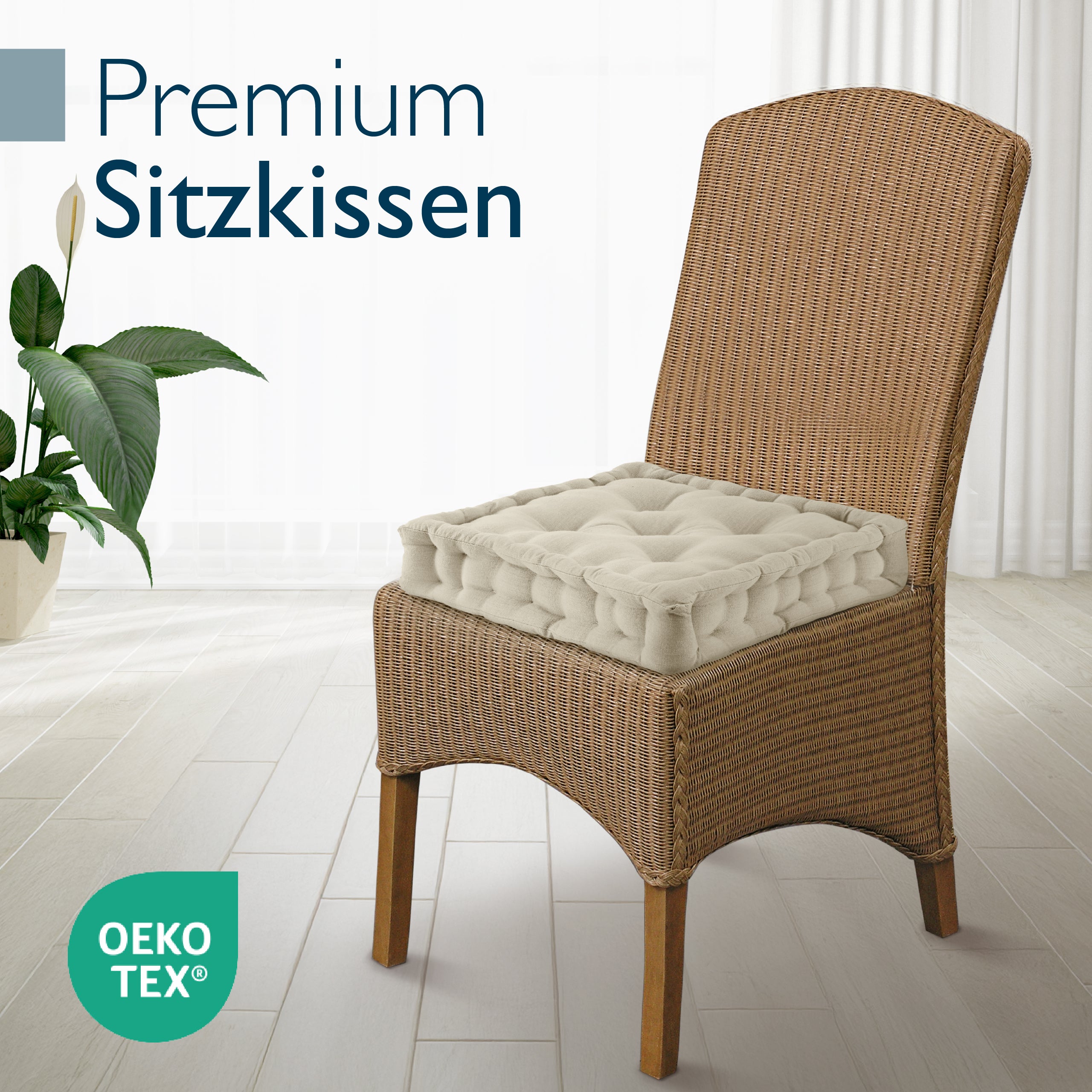 Beautissu Indoor & Outdoor Bodenkissen 50x50x8 cm mit Tragegriff – Sit