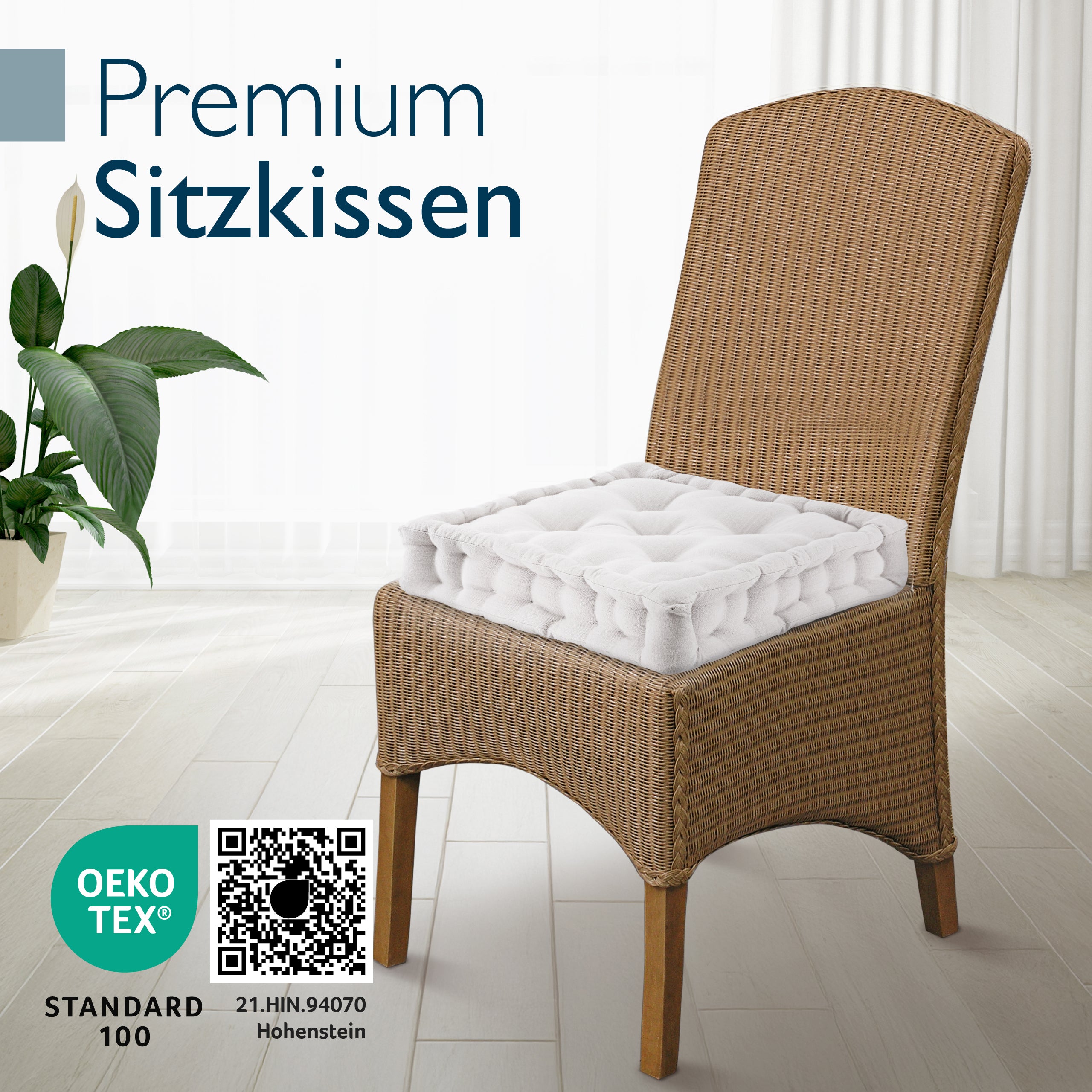 Sitzkissen 40x40x8 cm mit Tragegriff Indoor & Outdoor - 4er Set Bodenkissen Mila