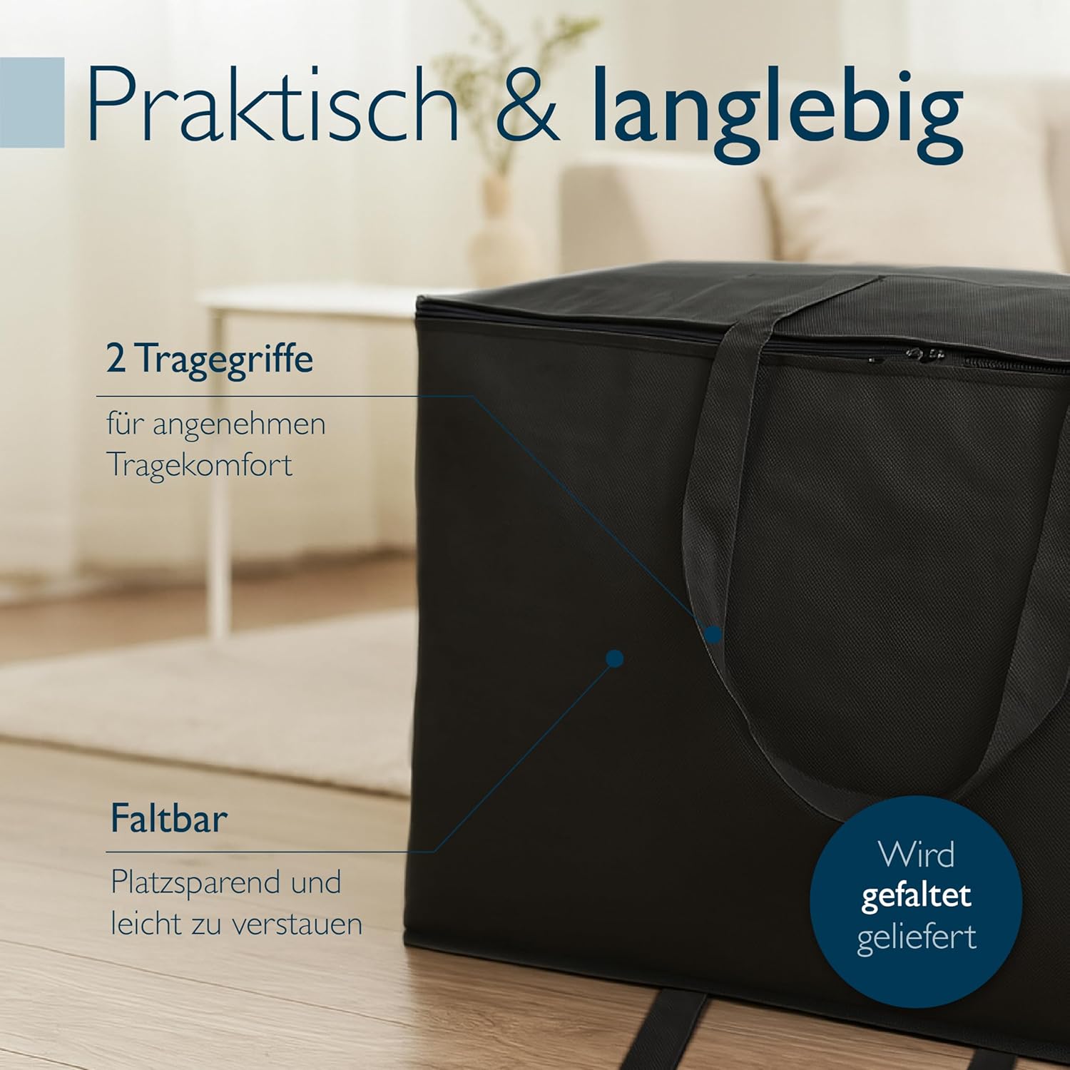 Beautissu Große Aufbewahrungstasche für Bettdecken, Kissen & Gartenauf